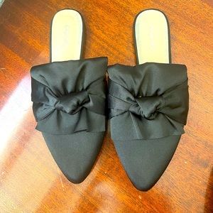Black silk mules